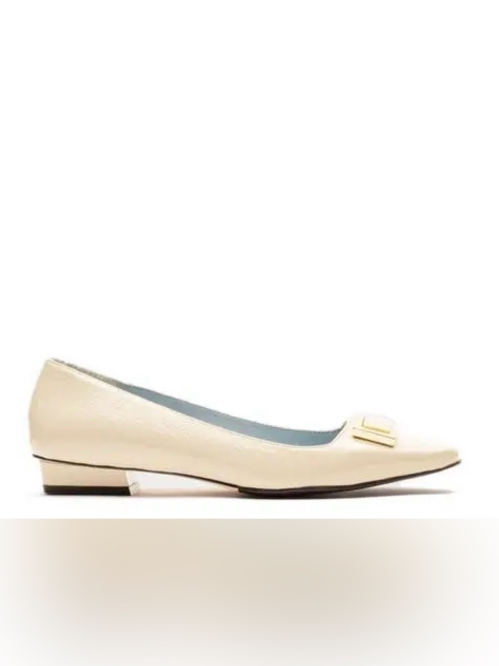 NWOB Frances Valentine Patent Cream Flats with Gold Plaque - Picture 4 of 16